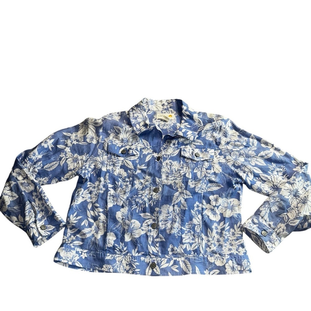 C&C California Blue Floral Jean Jacket size Xlarge